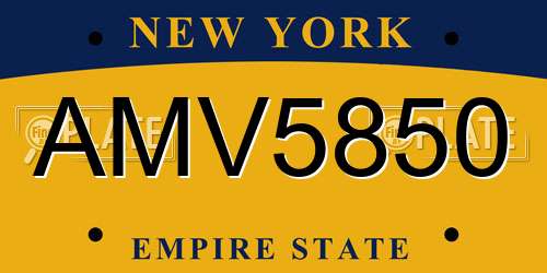 AMV5850 New York License Plate