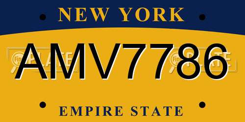 AMV7786 New York License Plate