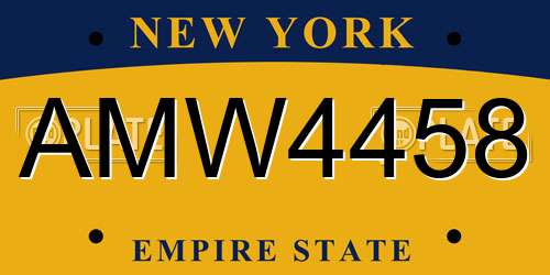 AMW4458 New York License Plate