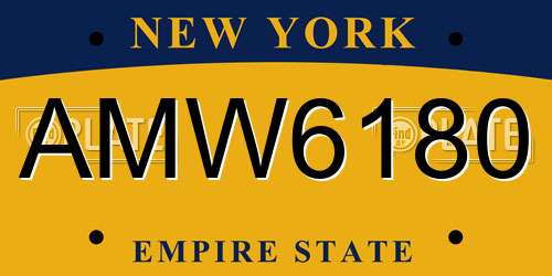 AMW6180 New York License Plate