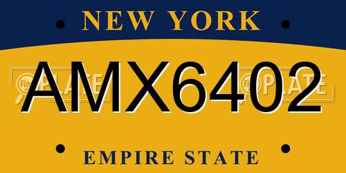 AMX6402 New York License Plate