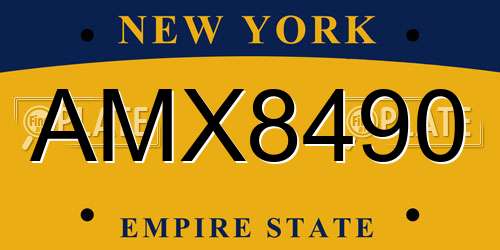 AMX8490 New York License Plate
