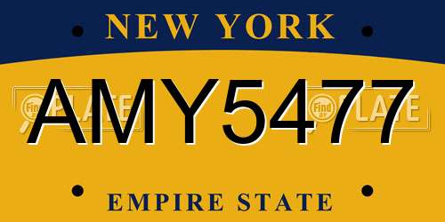 AMY5477 New York License Plate