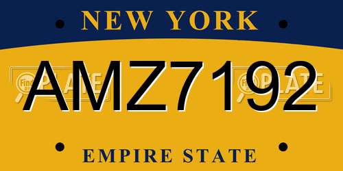 AMZ7192 New York License Plate