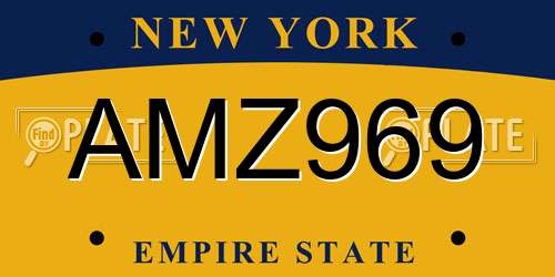 AMZ969 New York License Plate