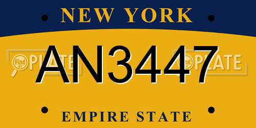 AN3447 New York License Plate