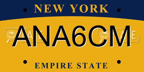 ANA6CM New York License Plate