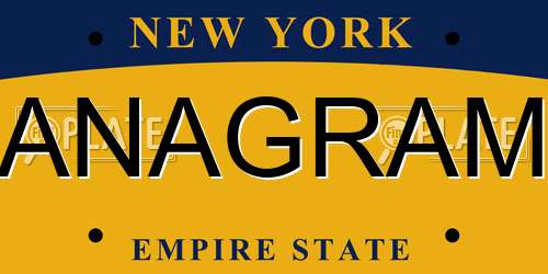 ANAGRAM New York License Plate