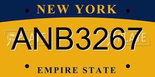 ANB3267 New York License Plate