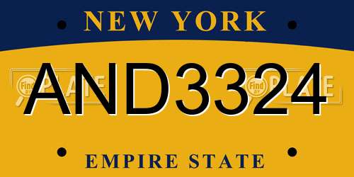 AND3324 New York License Plate