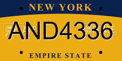 AND4336 New York License Plate
