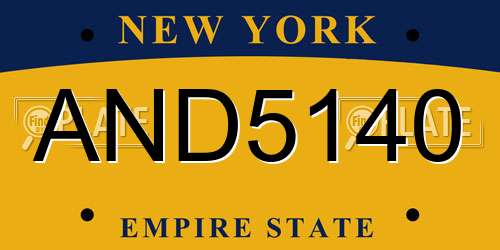 AND5140 New York License Plate