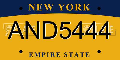 AND5444 New York License Plate