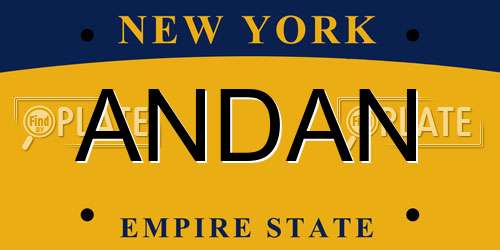 ANDAN New York License Plate