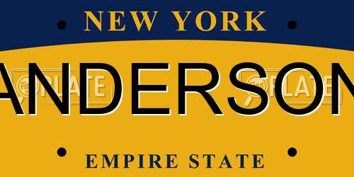 ANDERSON New York License Plate