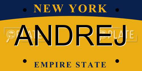 ANDREJ New York License Plate