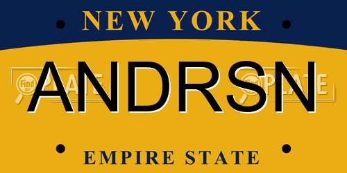 ANDRSN New York License Plate