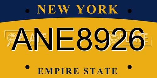 ANE8926 New York License Plate