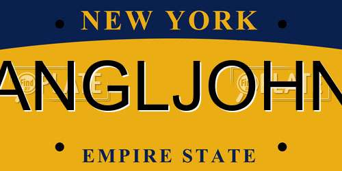 ANGLJOHN New York License Plate
