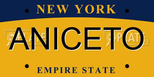 ANICETO New York License Plate