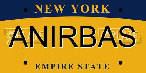 ANIRBAS New York License Plate