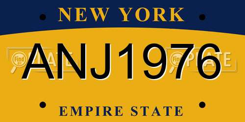 ANJ1976 New York License Plate