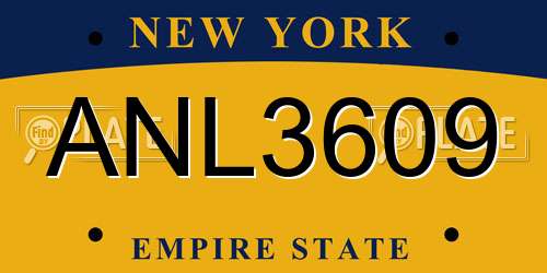 ANL3609 New York License Plate