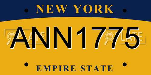 ANN1775 New York License Plate