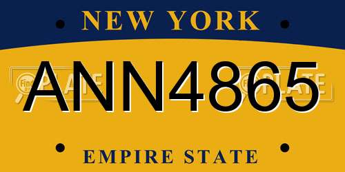 ANN4865 New York License Plate