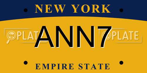 ANN7 New York License Plate