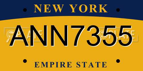 ANN7355 New York License Plate