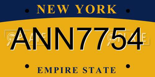 ANN7754 New York License Plate