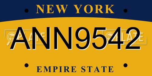 ANN9542 New York License Plate