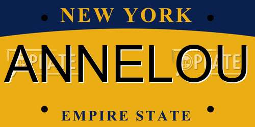 ANNELOU New York License Plate