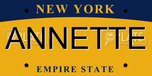 ANNETTE New York License Plate