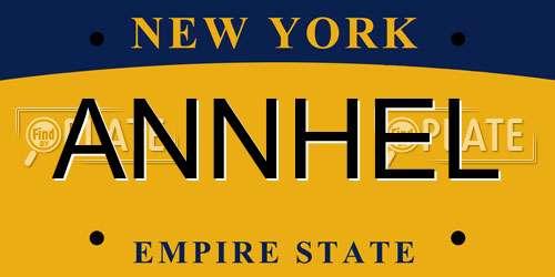 ANNHEL New York License Plate