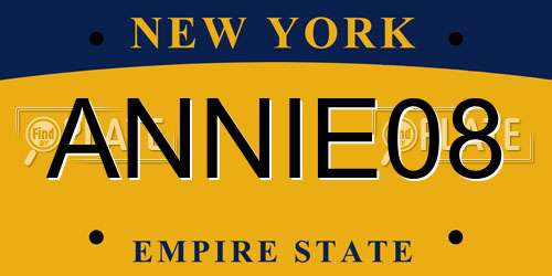 ANNIE08 New York License Plate