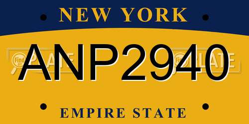ANP2940 New York License Plate