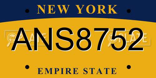 ANS8752 New York License Plate