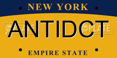 ANTIDCT New York License Plate