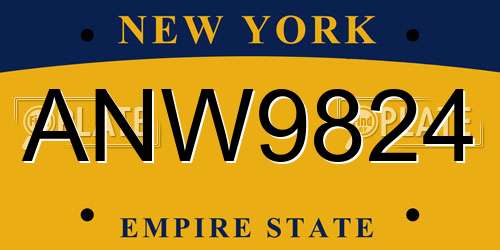 ANW9824 New York License Plate