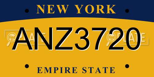 ANZ3720 New York License Plate