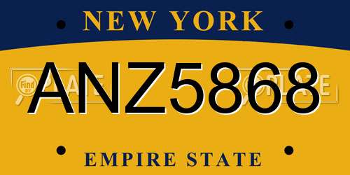 ANZ5868 New York License Plate