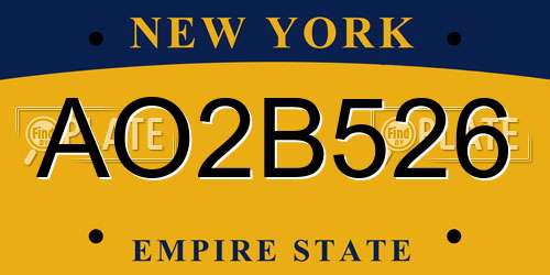 AO2B526 New York License Plate