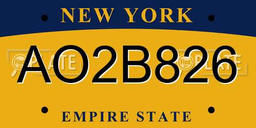 AO2B826 New York License Plate