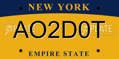 AO2D0T New York License Plate