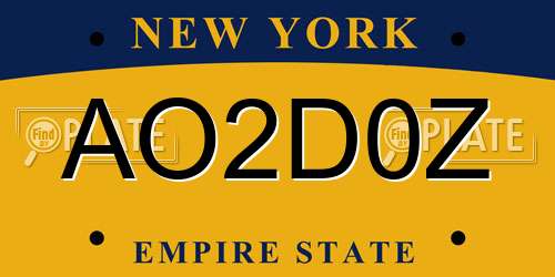 AO2D0Z New York License Plate