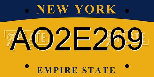 AO2E269 New York License Plate