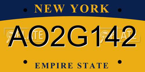 AO2G142 New York License Plate
