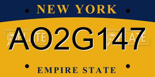 AO2G147 New York License Plate